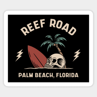 Vintage Surfing Reef Road Palm Beach Florida // Retro Surf Skull Sticker